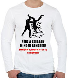 printfashion PÉNZ A ZSEBBEN - Férfi hosszú ujjú póló - Fehér (1963784)