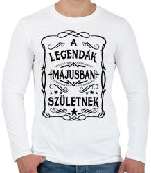 printfashion A legendák májusban születnek - Férfi hosszú ujjú póló - Fehér (7410005)