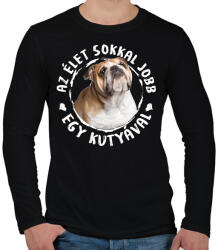 printfashion Angol Bulldog - Férfi hosszú ujjú póló - Fekete (5438564)