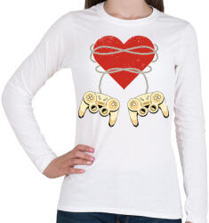 printfashion Gamer szerelem - Női hosszú ujjú póló - Fehér (13967592)