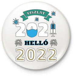 printfashion Helló 2022 - újév - Kitűző, hűtőmágnes - Fehér (5631205)