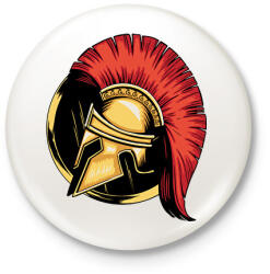 printfashion Spártai sisak - Kitűző, hűtőmágnes - Fehér (12656865)