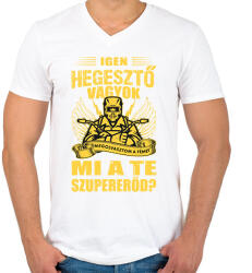printfashion Igen hegesztő vagyok - Férfi V-nyakú póló - Fehér (16372126)