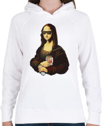 printfashion Mona lisa kebebbal - Női kapucnis pulóver - Fehér (5483819)