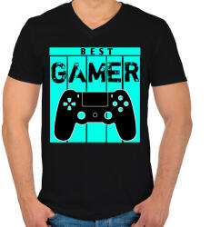 printfashion Gamer - Férfi V-nyakú póló - Fekete (4227688)