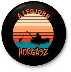 printfashion Legjobb horgász - Kitűző, hűtőmágnes - Fekete (4837293)