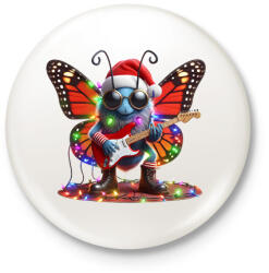 printfashion Vicces karácsonyi gitáros rocker party pillangó / lepke - Kitűző, hűtőmágnes - Fehér (15247551)