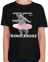printfashion kecses, mint egy rinocérosz - Gyerek póló - Fekete (15185820)