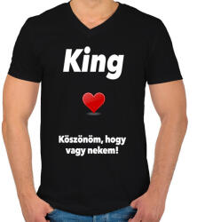 printfashion King - Férfi V-nyakú póló - Fekete (1137240)