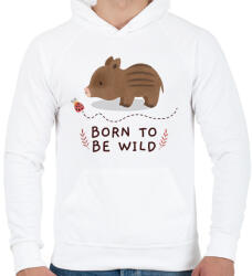 printfashion Born to be wild - Férfi kapucnis pulóver - Fehér (10031583)