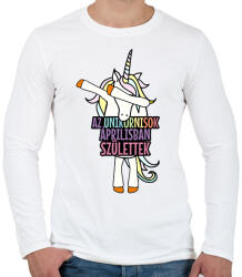 printfashion Unikornis szülinap április - Férfi hosszú ujjú póló - Fehér (1927112)