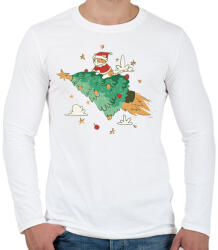 printfashion Fenyőfa cica rakéta - Férfi hosszú ujjú póló - Fehér (11379918)