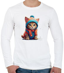 printfashion Cica a hóban - Férfi hosszú ujjú póló - Fehér (14954298)