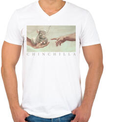 printfashion Csincsilla teremtése - Férfi V-nyakú póló - Fehér (10956658)