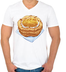 printfashion Sajtos tejfölös lángos - Férfi V-nyakú póló - Fehér (6869721)