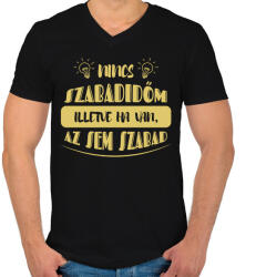 printfashion Nincs szabadidőm - Férfi V-nyakú póló - Fekete (7443605)