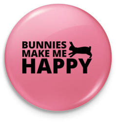 printfashion Bunnies make me happy - Kitűző, hűtőmágnes - Rózsaszín (13426825)