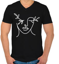 printfashion Női arc 05 - Férfi V-nyakú póló - Fekete (11696624)
