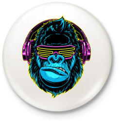 printfashion Gorilla DJ - Kitűző, hűtőmágnes - Fehér (3090478)
