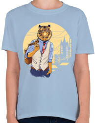 printfashion Tigris a váosban - Gyerek póló - Világoskék (144204)