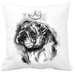 printfashion angol bulldog koronaval - Párnahuzat, Díszpárnahuzat - Fehér (5703248)