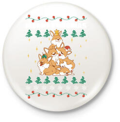 printfashion Corgis karácsony - Kitűző, hűtőmágnes - Fehér (11533694)