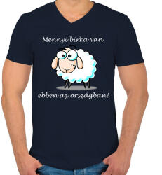 printfashion Mennyi birka - Férfi V-nyakú póló - Sötétkék (14053154)