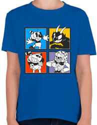 printfashion Cuphead karakterek - Gyerek póló - Királykék (7018376)