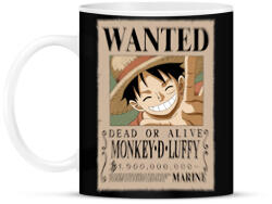 printfashion luffy körözési plakát (elmosott) - Bögre - Fekete (15329021)