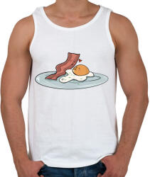 printfashion Bacon és tojás - Férfi atléta - Fehér (14110935)