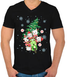 printfashion Christmas Vespa - Férfi V-nyakú póló - Fekete (2041816)