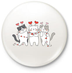 printfashion Valentin napi cicák - Kitűző, hűtőmágnes - Fehér (11883862)