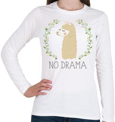 printfashion No Drama Lama - Női hosszú ujjú póló - Fehér (1254498)