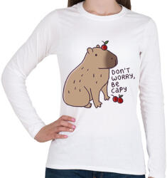 printfashion Capybara - don't worry, be capy - Női hosszú ujjú póló - Fehér (13231636)