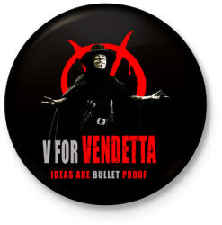 printfashion V for Vendetta 2 - Kitűző, hűtőmágnes - Fekete (3102834)