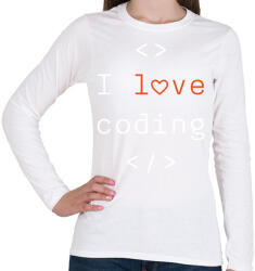 printfashion I love coding - Női hosszú ujjú póló - Fehér (9438052)
