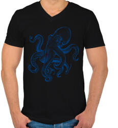 printfashion polip - Férfi V-nyakú póló - Fekete (13672069)