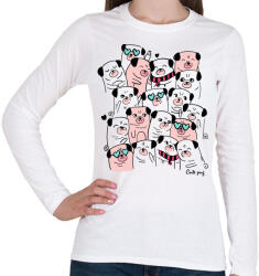 printfashion Cuki mopszok - Női hosszú ujjú póló - Fehér (3022683)