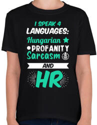 printfashion I speak 4 languages - Gyerek póló - Fekete (15474163)