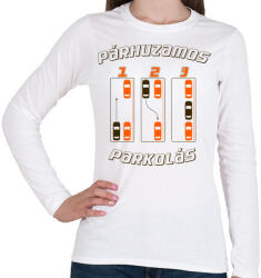 printfashion parhuzamos-parkolas-2-brown-orange - Női hosszú ujjú póló - Fehér (880067)