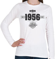 printfashion born-in-1956-(dark&lightgrey) - Női hosszú ujjú póló - Fehér (469625)