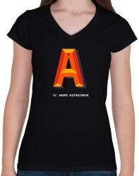 printfashion AZTAKURVA - Női V-nyakú póló - Fekete (9967709)
