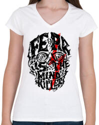 printfashion Félelem - Női V-nyakú póló - Fehér (2227)