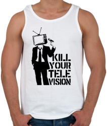 printfashion Kill your TV - Férfi atléta - Fehér (412680)