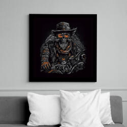 printfashion Szakállas motoros - Vászonkép - Fekete (14035788)