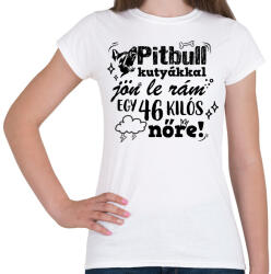 printfashion Pitbull kutyákkal jön le rám. . . - Női póló - Fehér (16477774)