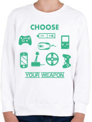 printfashion choose your weapon - Gyerek pulóver - Fehér (431818)