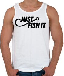 printfashion Just fish it márkaparódia horgászoknak - Férfi atléta - Fehér (13114181)