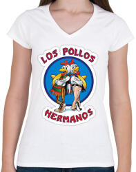 printfashion Los_Pollos_Hermanos - Női V-nyakú póló - Fehér (15904674)