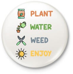 printfashion Plant, water, weed, enjoy - Kitűző, hűtőmágnes - Fehér (15498937)